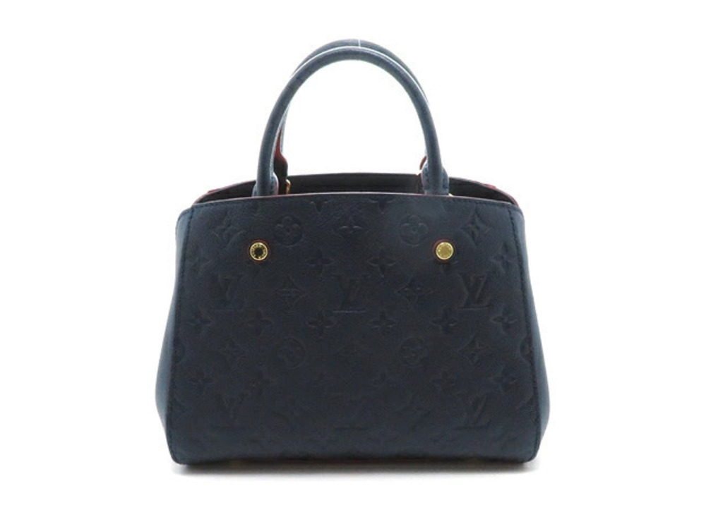 LOUIS VUITTON Montaigne Handbag Monogram Empreinte Marine Blue Rouge Red